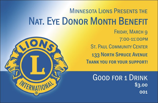 Lions Club International Drink Ticket 002 Product Front